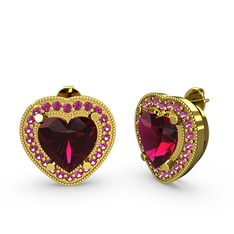 Esinti Kalp Küpe - Rodolit garnet 8 ayar altın küpe #1dnz0d8