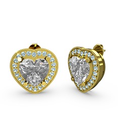 Swarovski ve akuamarin 18 ayar altın küpe