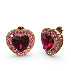 Esinti Kalp Küpe - Rodolit garnet 14 ayar rose altın küpe #1dzjduw