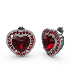 Garnet 8 ayar beyaz altın küpe