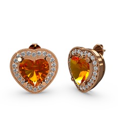 Esinti Kalp Küpe - Sitrin ve swarovski 8 ayar rose altın küpe #1fhy9hr