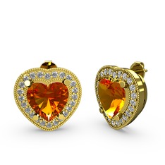 Esinti Kalp Küpe - Sitrin ve swarovski 8 ayar altın küpe #1fvbbud