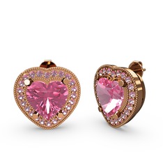 Esinti Kalp Küpe - Pembe kuvars 8 ayar rose altın küpe #1grjyp8