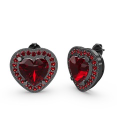 Garnet 925 ayar siyah rodyum kaplama gümüş küpe