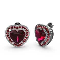 Rodolit garnet ve garnet 8 ayar beyaz altın küpe