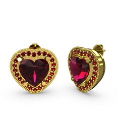 Esinti Kalp Küpe - Rodolit garnet ve garnet 8 ayar altın küpe #1ox2jwy