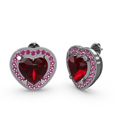 Garnet ve rodolit garnet 18 ayar beyaz altın küpe