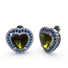 Peridot ve lab safir 925 ayar gümüş küpe
