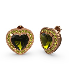 Esinti Kalp Küpe - Peridot 8 ayar rose altın küpe #1vjxjik
