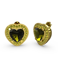 Esinti Kalp Küpe - Peridot 18 ayar altın küpe #1w5hjzs