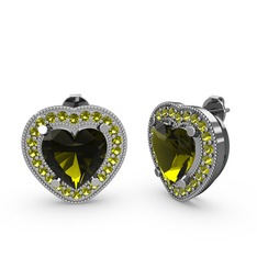 Peridot 14 ayar beyaz altın küpe