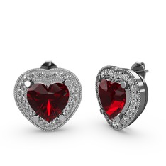 Garnet ve beyaz zirkon 925 ayar gümüş küpe