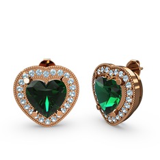 Esinti Kalp Küpe - Yeşil kuvars ve akuamarin 18 ayar rose altın küpe #asvxqs