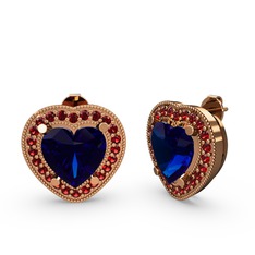 Lab safir ve garnet 8 ayar rose altın küpe