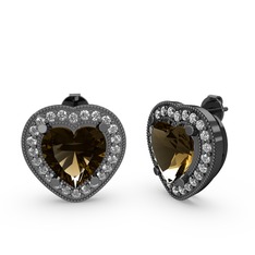 Dumanlı kuvars ve swarovski 925 ayar siyah rodyum kaplama gümüş küpe