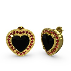 Siyah zirkon ve garnet 18 ayar altın küpe
