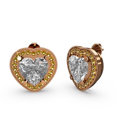 Swarovski ve sitrin 14 ayar rose altın küpe