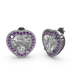 Esinti Kalp Küpe - Swarovski ve ametist 925 ayar gümüş küpe #lssrsz