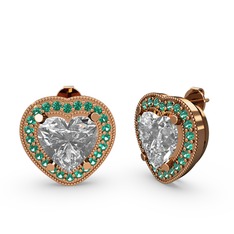 Swarovski ve yeşil kuvars 925 ayar rose altın kaplama gümüş küpe