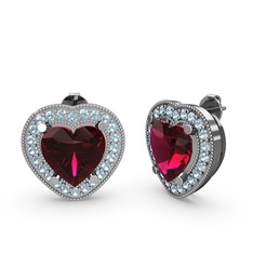 Rodolit garnet ve akuamarin 925 ayar gümüş küpe