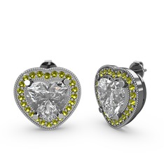 Swarovski ve peridot 8 ayar beyaz altın küpe