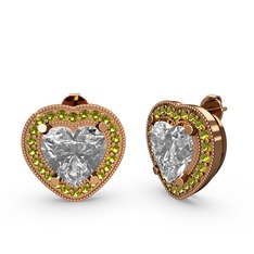 Swarovski ve peridot 18 ayar rose altın küpe
