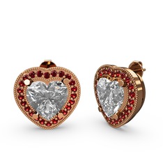 Swarovski ve garnet 8 ayar rose altın küpe