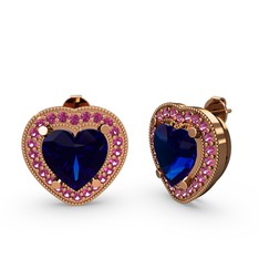 Lab safir ve rodolit garnet 14 ayar rose altın küpe