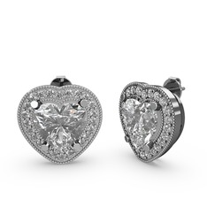 Esinti Kalp Küpe - Swarovski ve pırlanta 8 ayar beyaz altın küpe (0.528 karat) #xh8bor