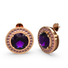 Esinti Daire Küpe - Kök yakut ve ametist 925 ayar rose altın kaplama gümüş küpe #16i9f5i