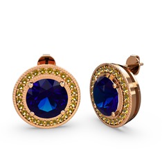 Sitrin ve lab safir 8 ayar rose altın küpe