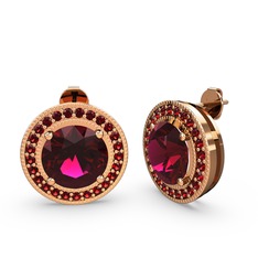 Esinti Daire Küpe - Garnet ve rodolit garnet 14 ayar rose altın küpe #170z7b4