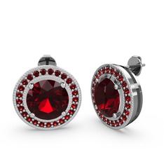 Esinti Daire Küpe - Garnet 14 ayar beyaz altın küpe #19ztups