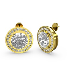 Esinti Daire Küpe - Swarovski ve beyaz zirkon 925 ayar altın kaplama gümüş küpe #1a6ag62