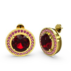 Rodolit garnet ve garnet 8 ayar altın küpe