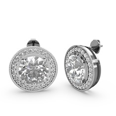 Beyaz zirkon ve swarovski 14 ayar beyaz altın küpe