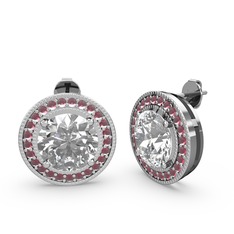 Esinti Daire Küpe - Kök yakut ve swarovski 14 ayar beyaz altın küpe #1h8alhg
