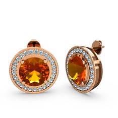 Esinti Daire Küpe - Akuamarin ve sitrin 18 ayar rose altın küpe #1hr2lqs