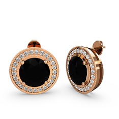 Esinti Daire Küpe - Swarovski ve siyah zirkon 925 ayar rose altın kaplama gümüş küpe #1j7pk1h