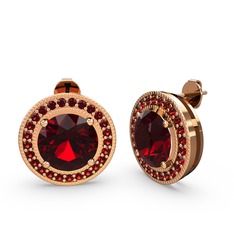 Esinti Daire Küpe - Garnet 18 ayar rose altın küpe #1kk6iaf