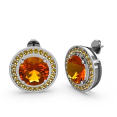 Esinti Daire Küpe - Sitrin 8 ayar beyaz altın küpe #1ktc6gp