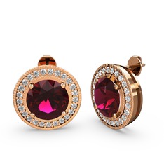 Swarovski ve rodolit garnet 18 ayar rose altın küpe