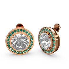 Esinti Daire Küpe - Yeşil kuvars ve swarovski 925 ayar rose altın kaplama gümüş küpe #1m9wfr6