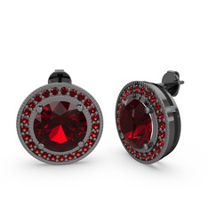 Garnet 925 ayar siyah rodyum kaplama gümüş küpe