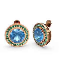 Esinti Daire Küpe - Yeşil kuvars ve akuamarin 14 ayar rose altın küpe #1pi2n0p