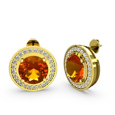 Esinti Daire Küpe - Swarovski ve sitrin 14 ayar altın küpe #1qj9qta