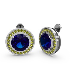 Peridot ve lab safir 14 ayar beyaz altın küpe