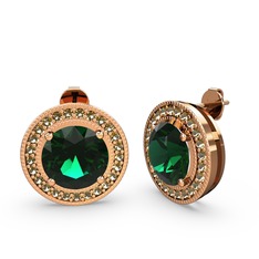 Dumanlı kuvars ve yeşil kuvars 14 ayar rose altın küpe