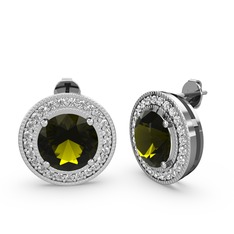 Esinti Daire Küpe - Swarovski ve peridot 925 ayar gümüş küpe #1urvkbk