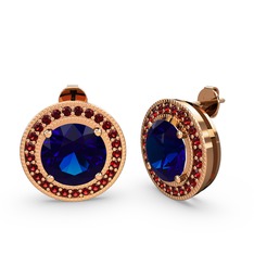 Esinti Daire Küpe - Garnet ve lab safir 8 ayar rose altın küpe #1v7641w